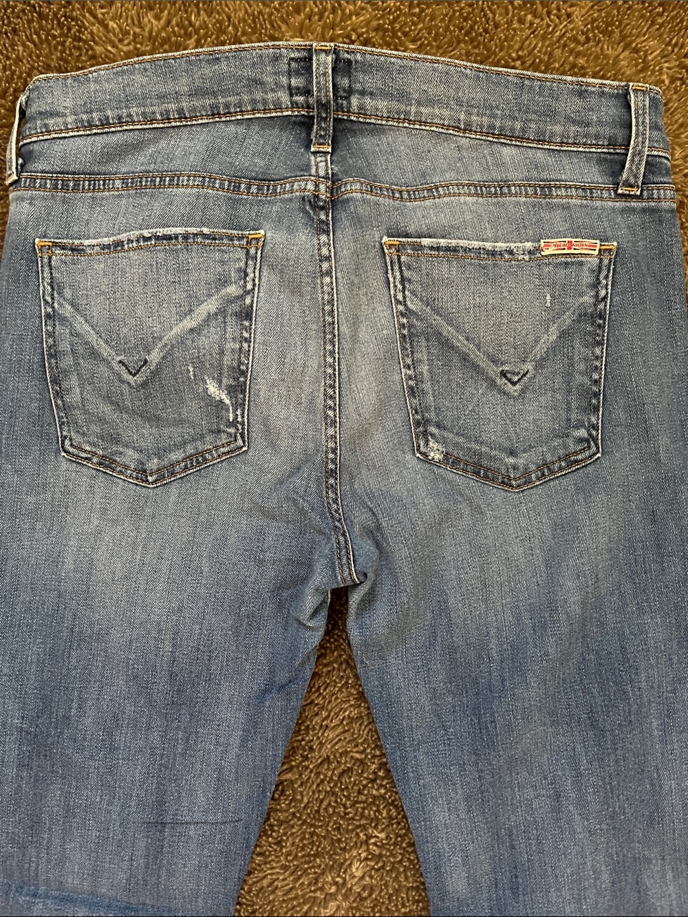 Hudson Jeans Distressed Medium Blue Cuffed Skinny Jeans - Picture 5 of 6